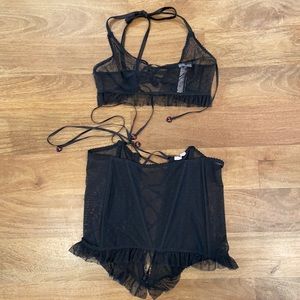 Candy Hearts Dotted Mesh Open-Back Skirt & Halter Crop Cami